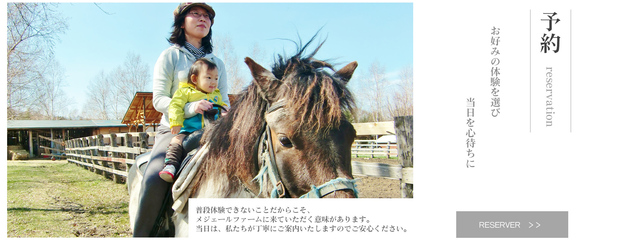 写真：予約、親子で乗馬のイメージ